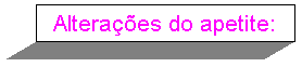 Text Box: Alterações do apetite: